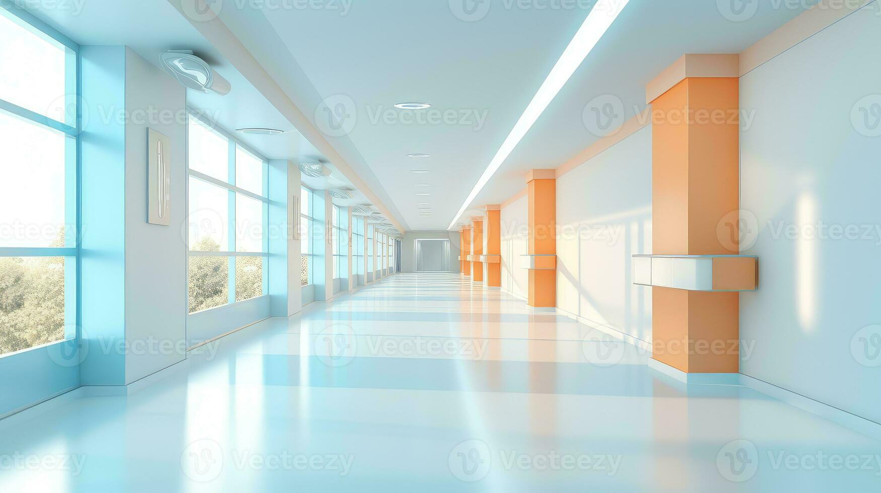 modern bright inside corridor background ai generated photo