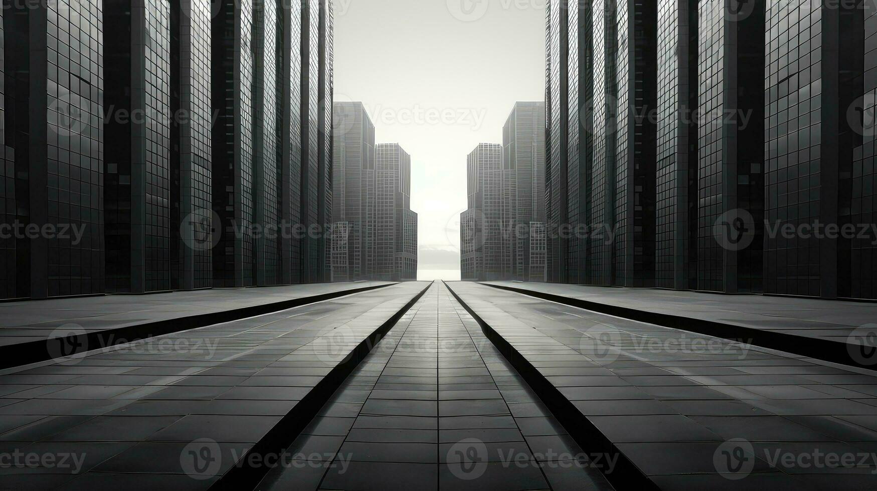 skyscraper modern grey city background ai generated photo