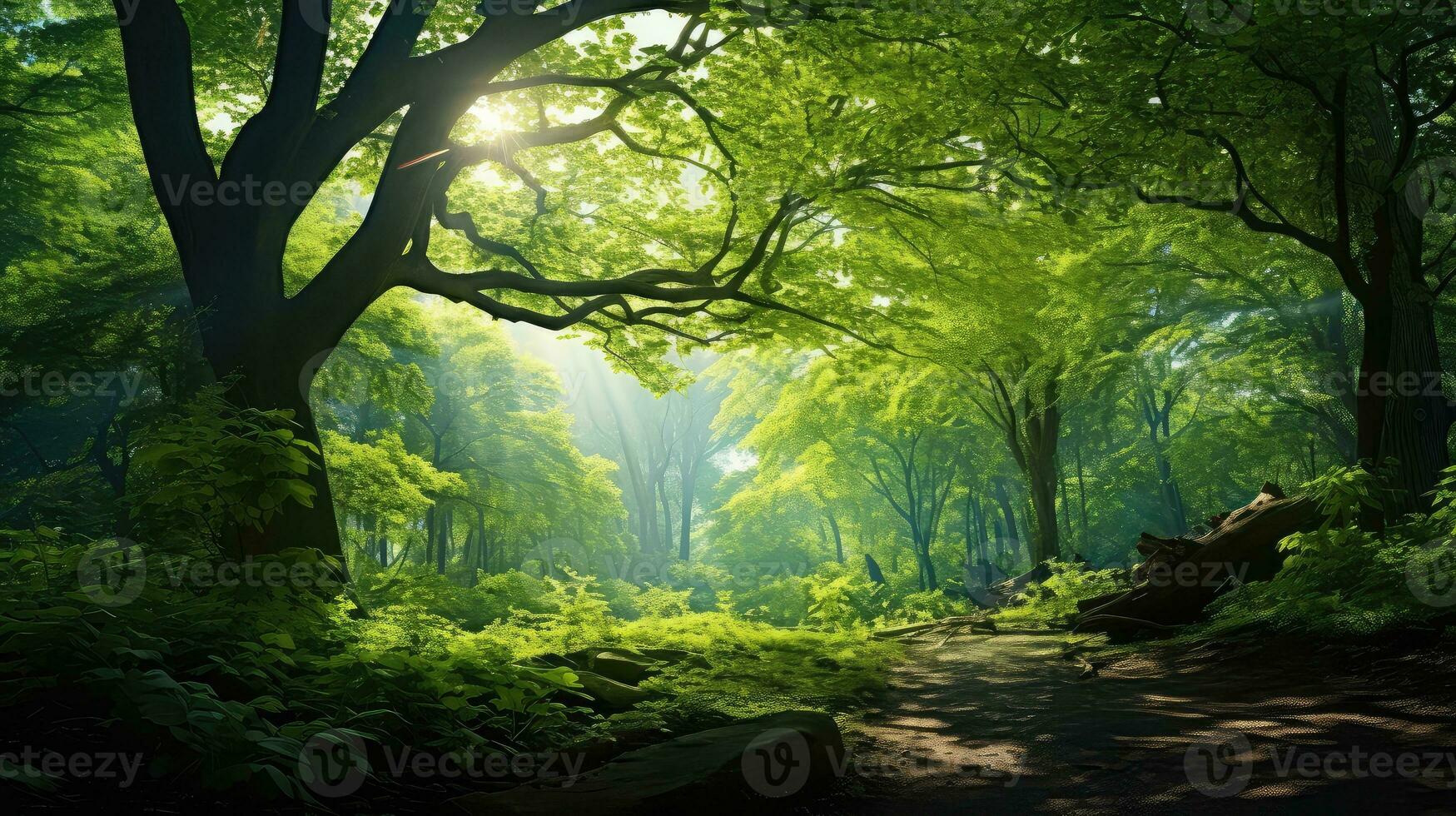 sunlight beauty environment green landscape ai generated photo