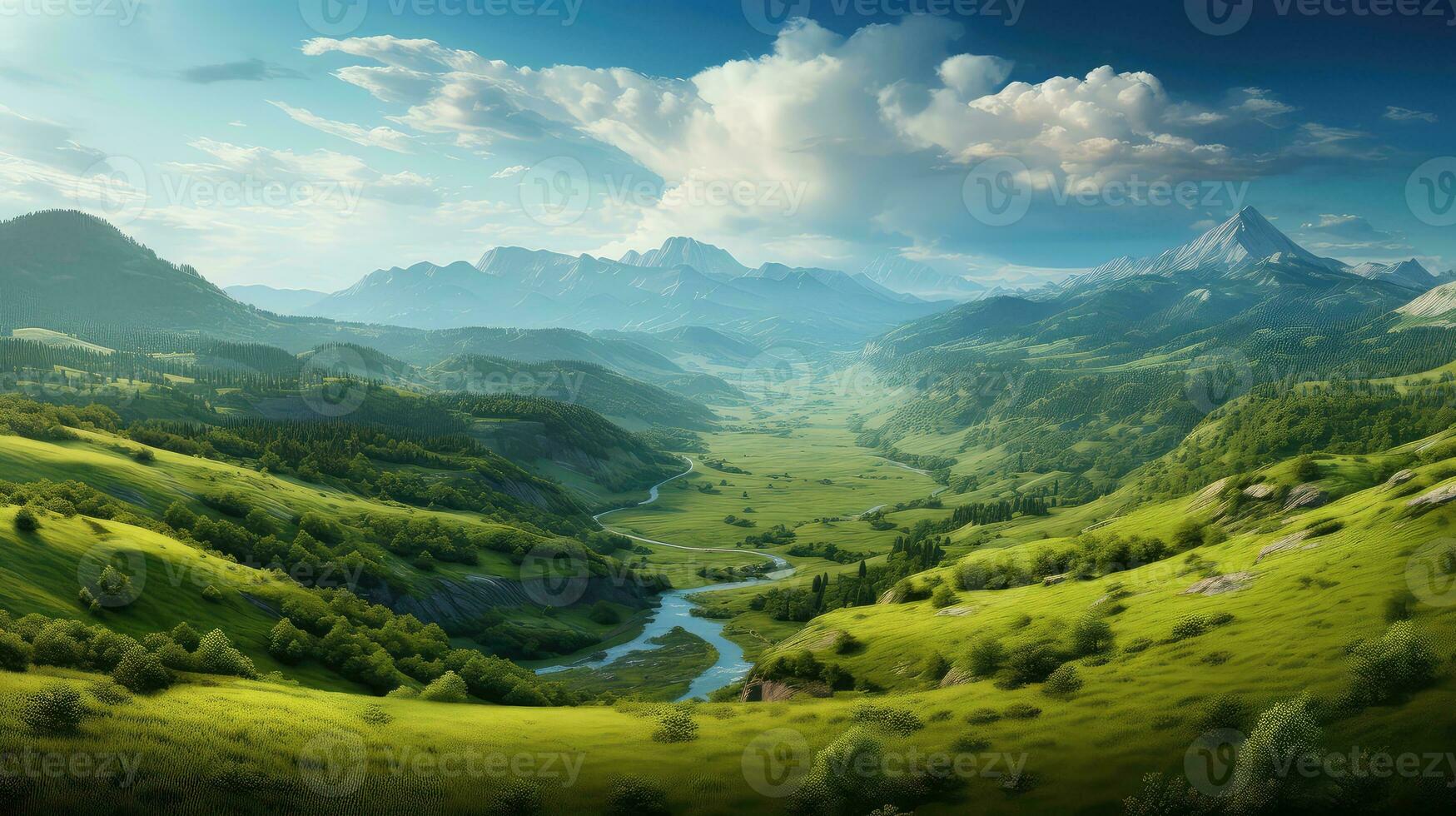 scenery valley beautiful panorama landscape ai generated photo