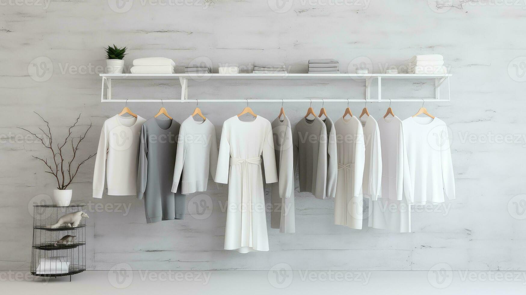 trendy white gray shop background ai generated photo