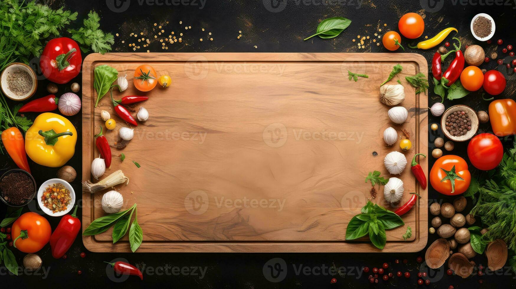 cooking frame food fresh top view ai generated photo
