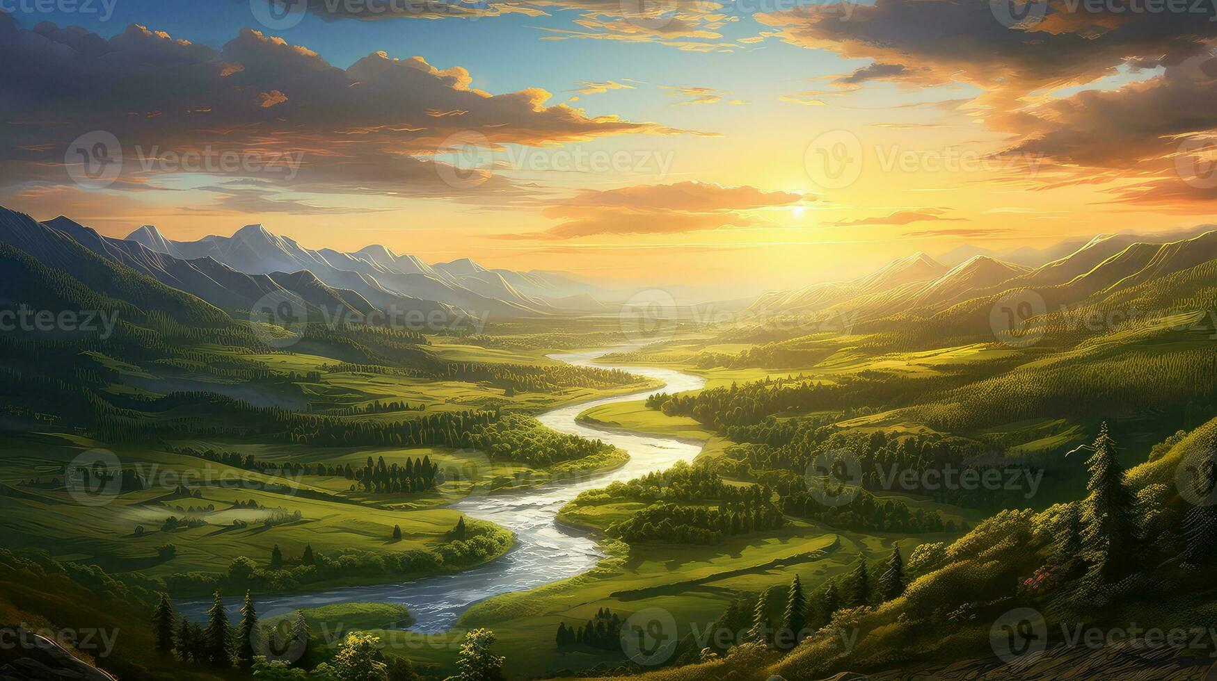 nature valley environment sun landscape ai generated photo