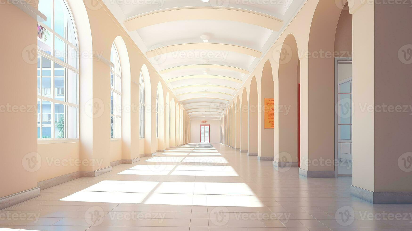 empty bright inside corridor background ai generated photo