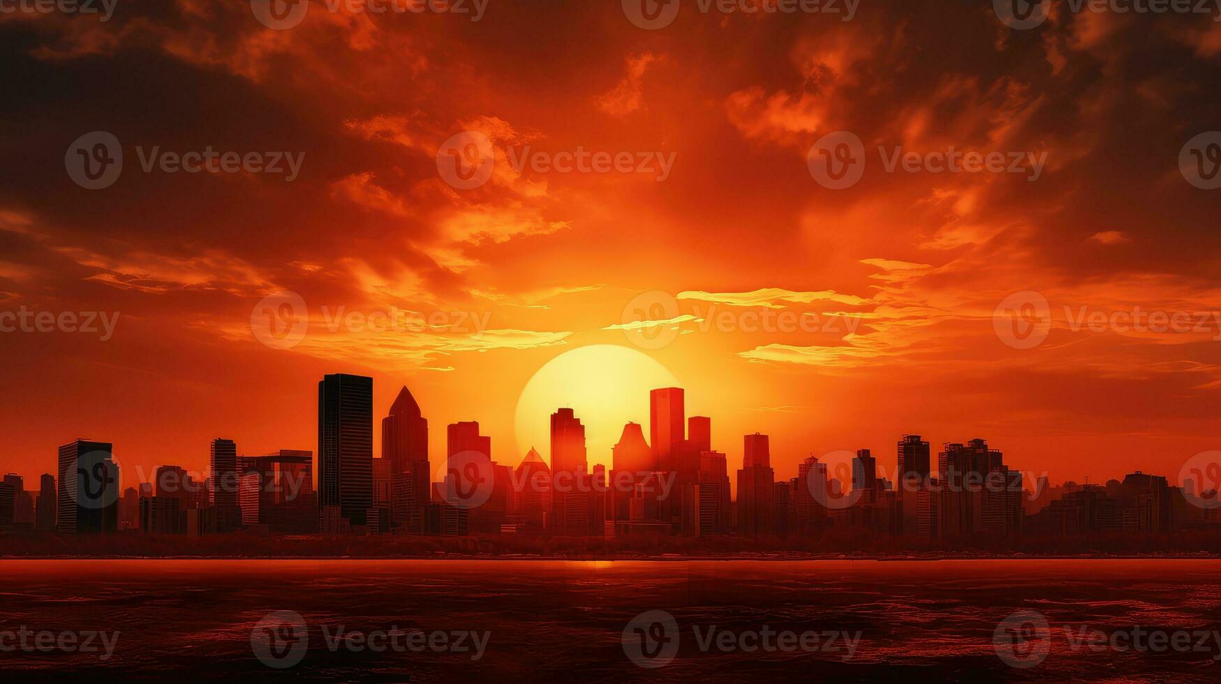 city scenic sunset sun landscape ai generated photo