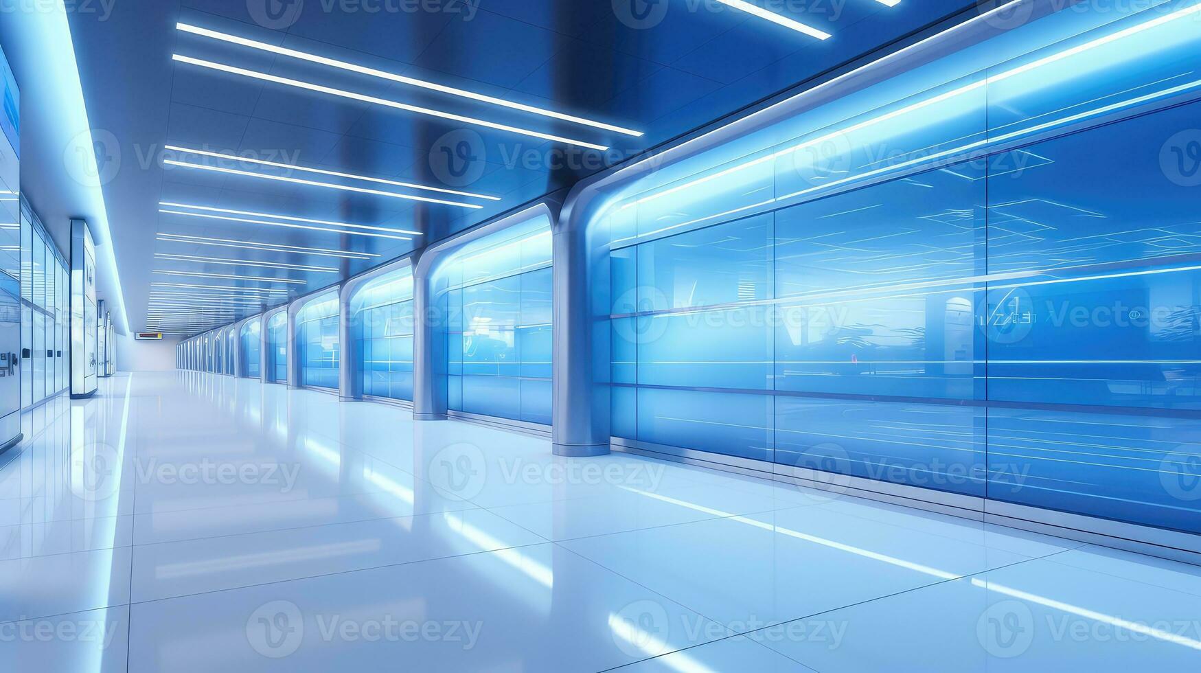 contemporary space clean corridor background ai generated photo