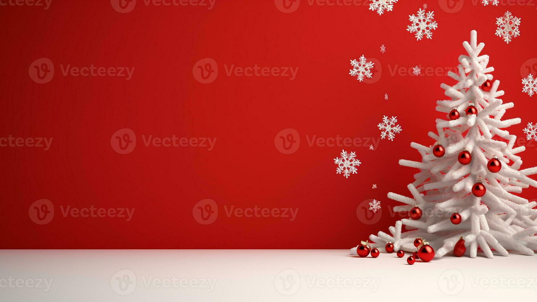 Joyful Christmas Red Background with Ample Copy Space, AI Generative photo