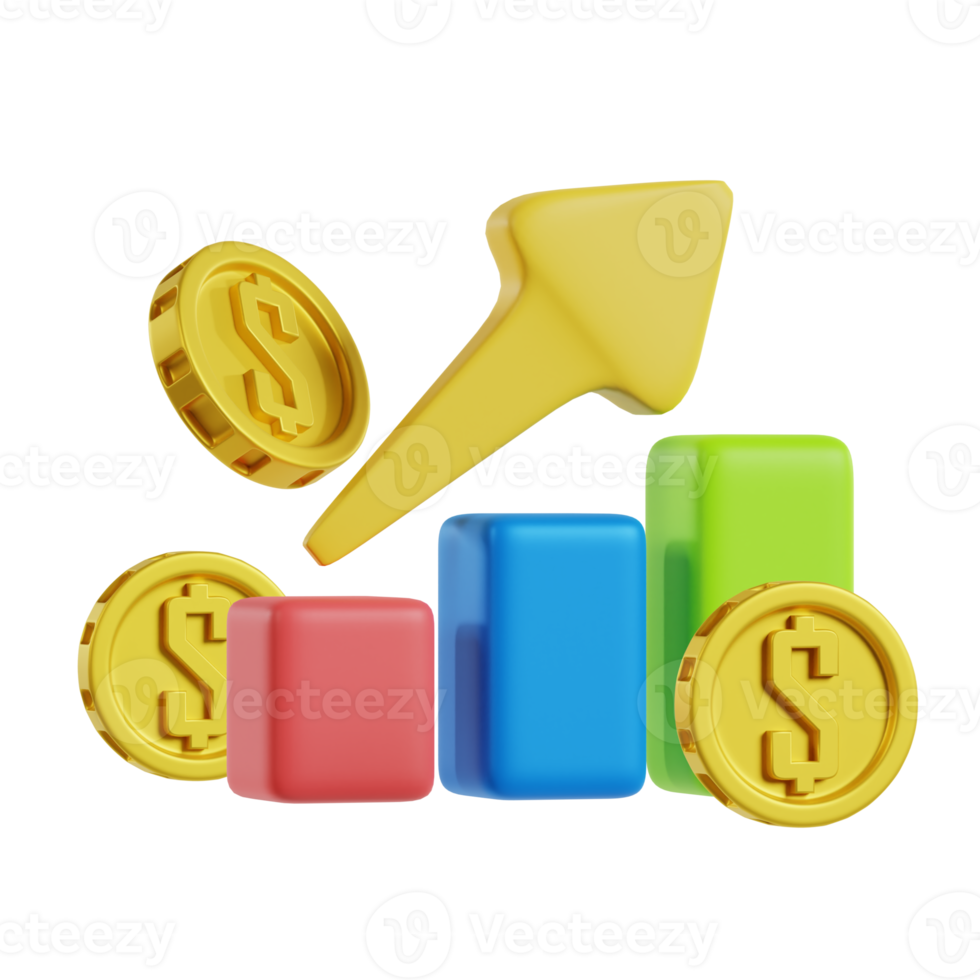 3d illustration of increasing business icon png