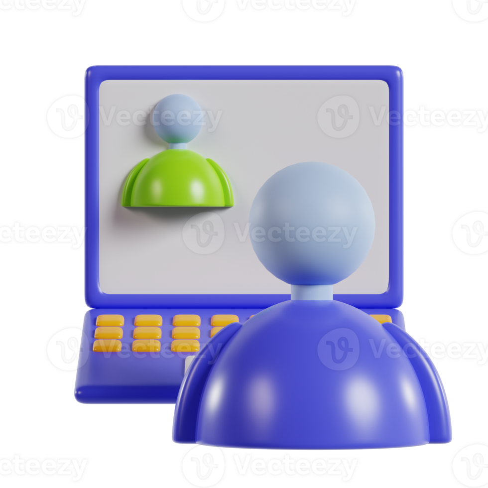 3d illustration of online conference icons png