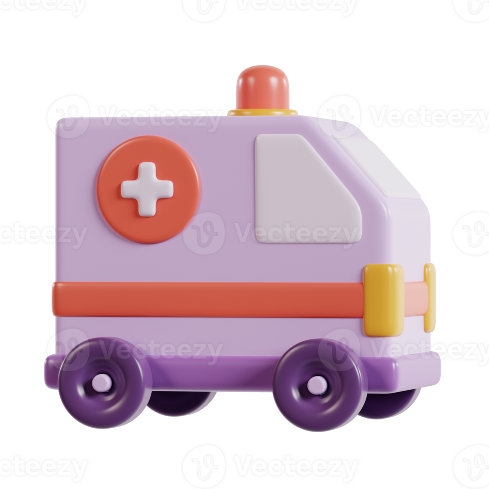3d illustration of ambulance car icon rendering png
