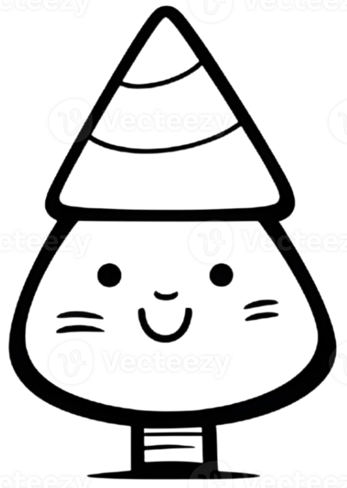 Christmas tree for coloring book. Generative AI. png