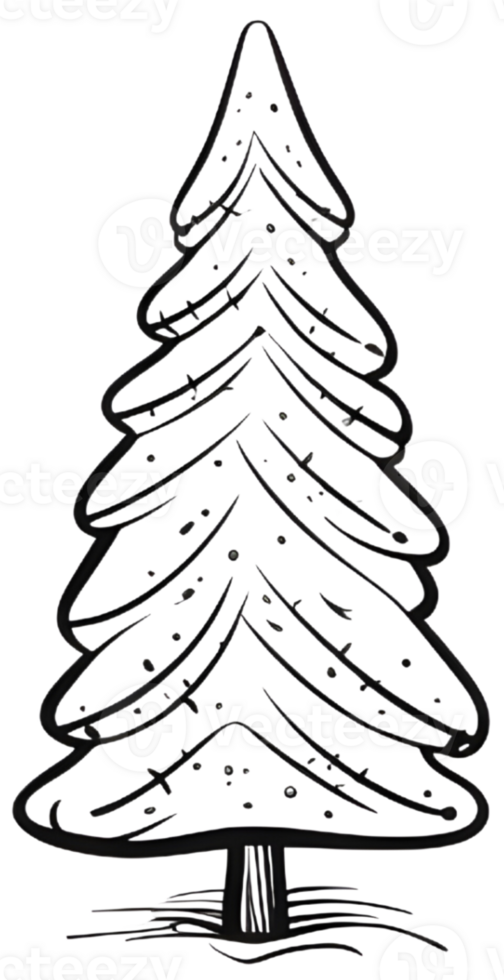 Christmas tree for coloring book. Generative AI. png