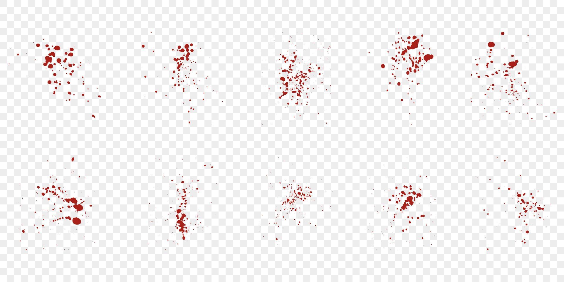 Blood Spatter Set. Red Drip Splatter. Grunge Splash Collection. Splat
