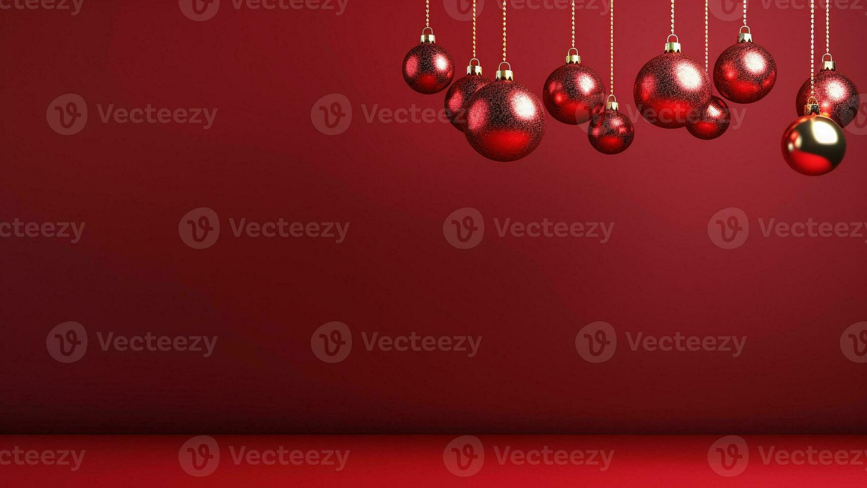 Joyful Christmas Red Background with Ample Copy Space, AI Generative photo