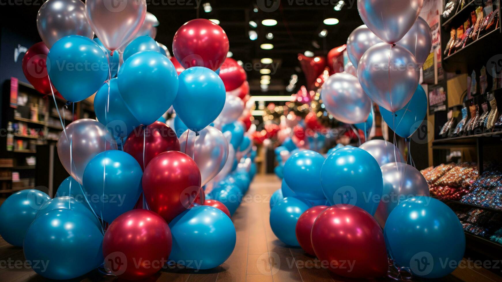 New Year's Party Decor Festive Balloons, Streamers, and Signage, AI Generative photo