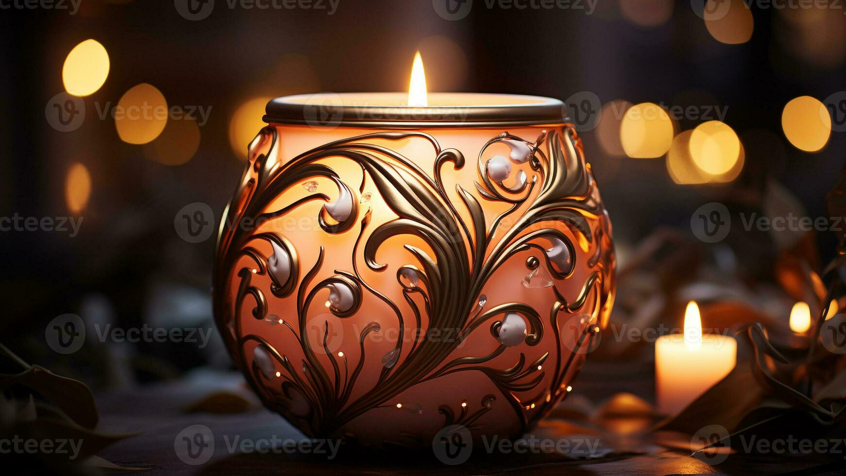 Capturing the Magic Details of Flickering Candle Flames, AI Generative photo