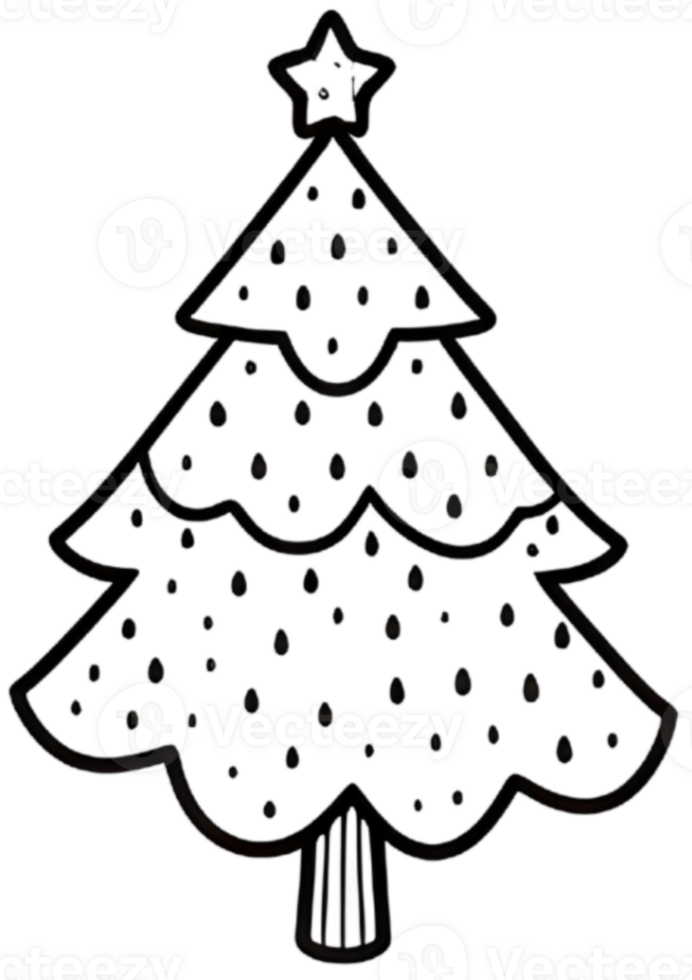 Christmas tree for coloring book. Generative AI. png