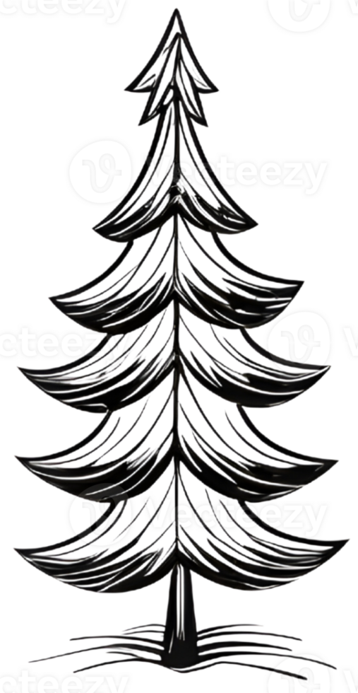 Christmas tree for coloring book. Generative AI. png