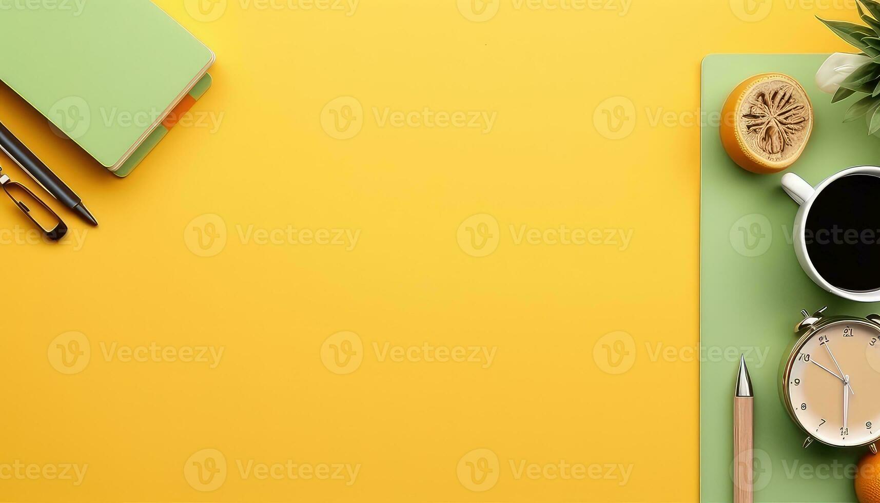 Tabletop Flat Lay Composition with Various Accessories AI generated photo