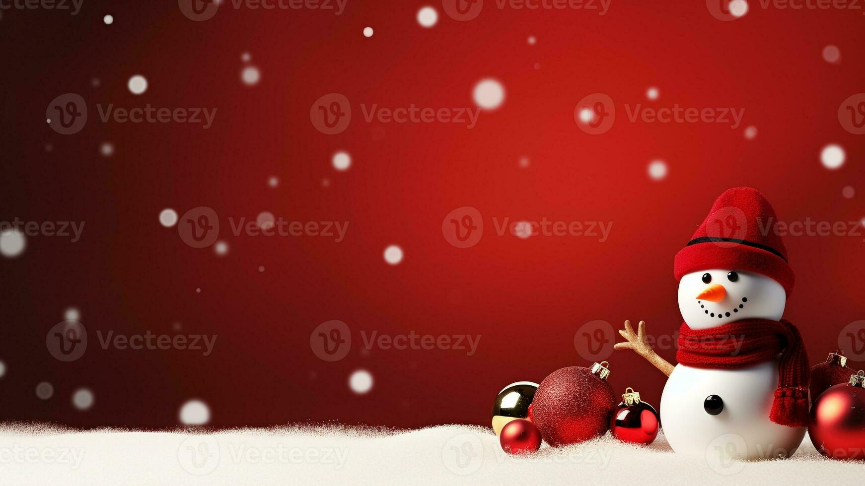 Joyful Christmas Red Background with Ample Copy Space, AI Generative photo