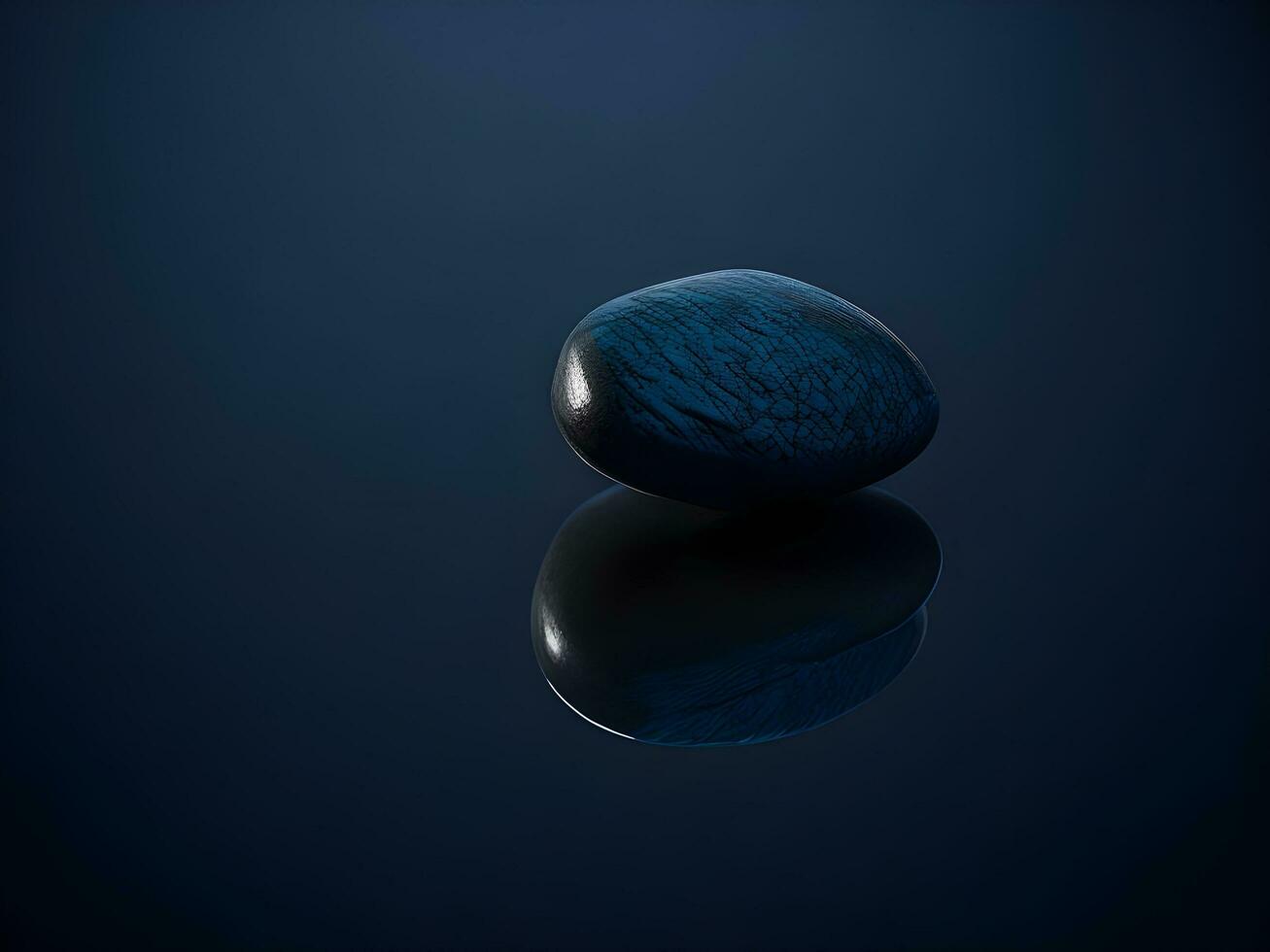 A few pebbles on the surface of gently rippling blue water ai generate photo