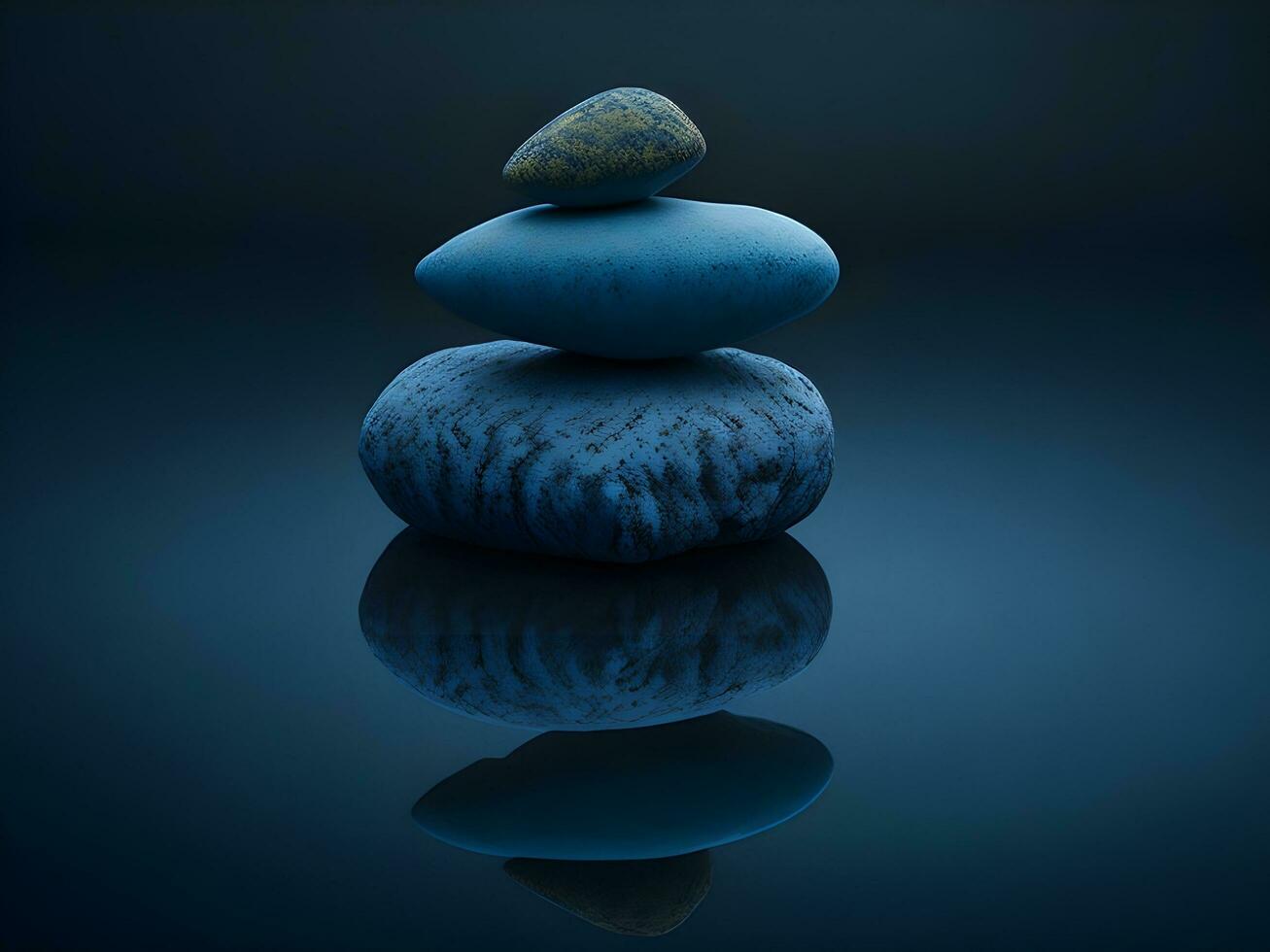 A few pebbles on the surface of gently rippling blue water ai generate photo