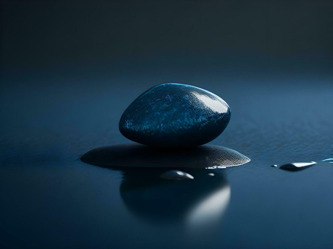 A few pebbles on the surface of gently rippling blue water ai generate photo