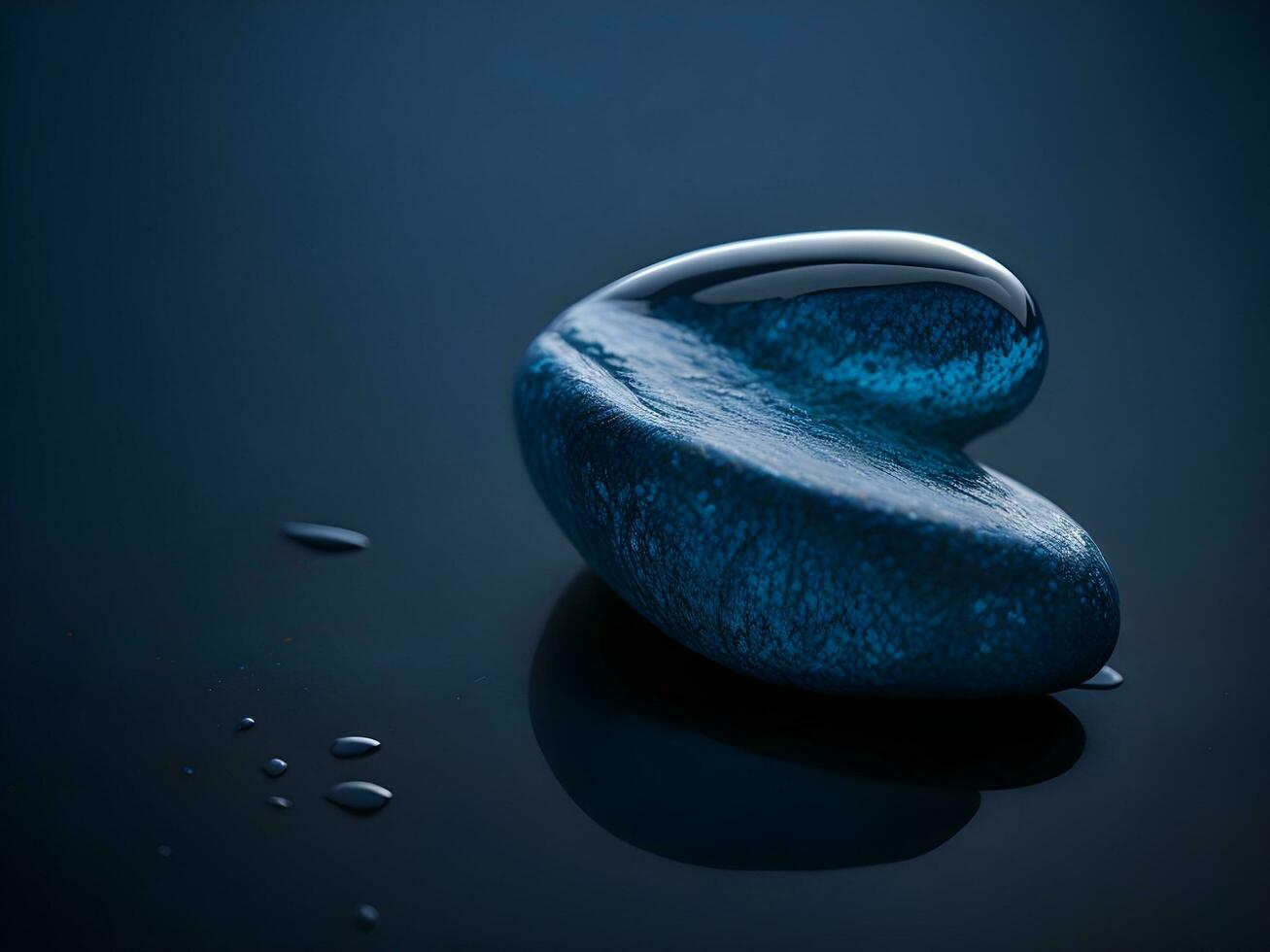 A few pebbles on the surface of gently rippling blue water ai generate photo