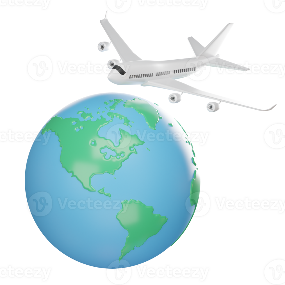 aria viaggio. passeggeri aereo e terra. attività commerciale voli. su isolato elementi su bianca trasparente sfondo illustrazione png 3d resa.