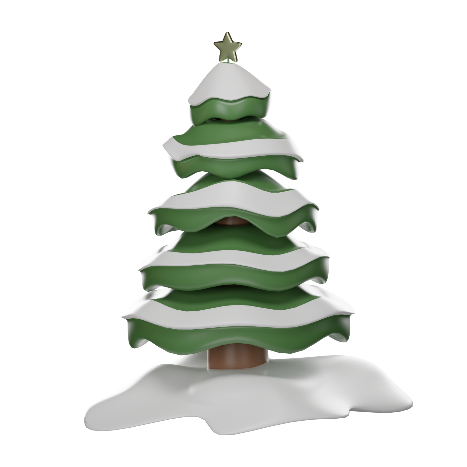 snowing minimal christmas tree set cartoon icon illustration isolated
