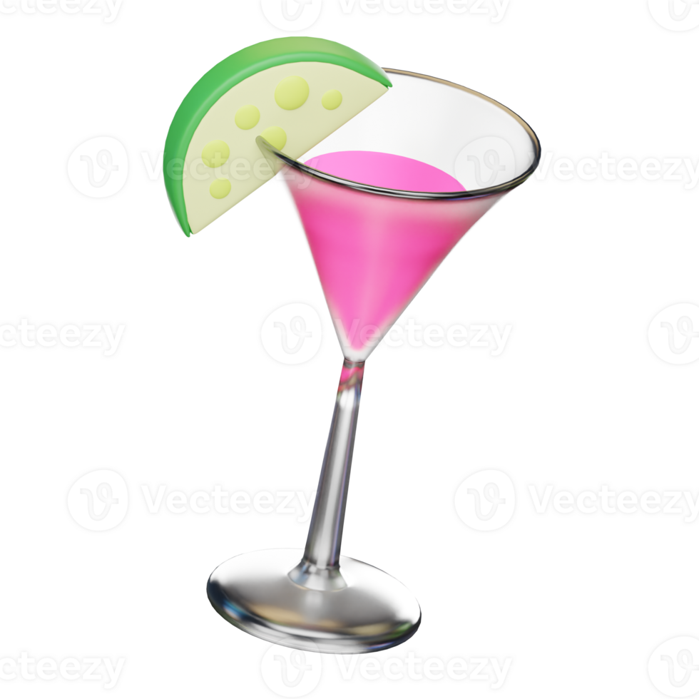 welcome drink beach party with cocktails.on  isolated elements  on white transparent background Illustration PNG 3D Rendering.