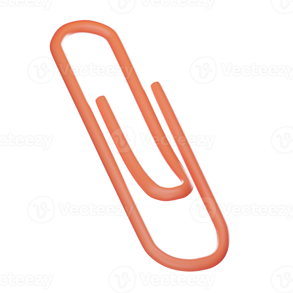 Paper clip icon isolated transparent background 3d rendering. png