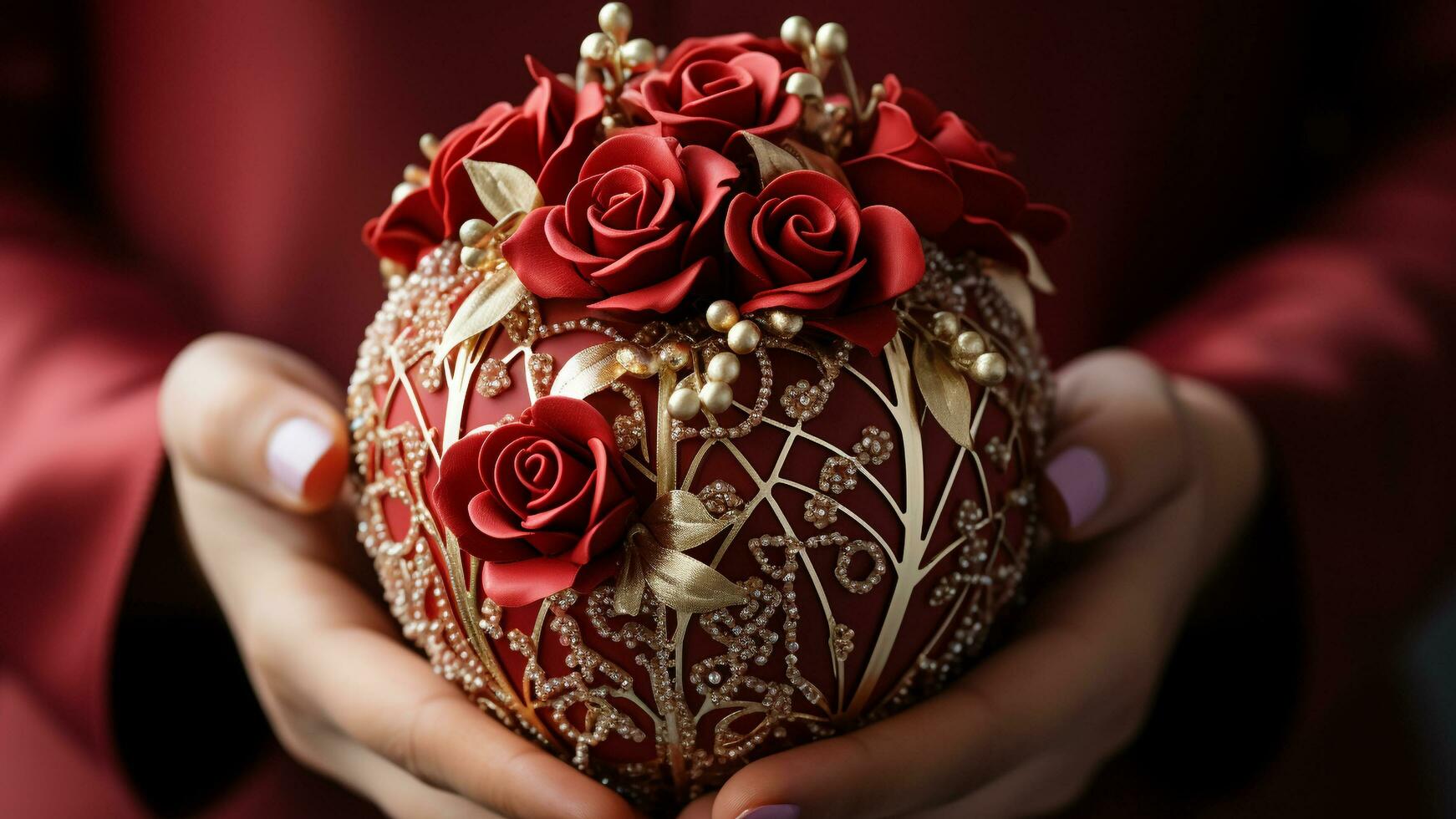 Heartfelt Moments Exchanging Valentine's Day Gifts, AI Generative photo