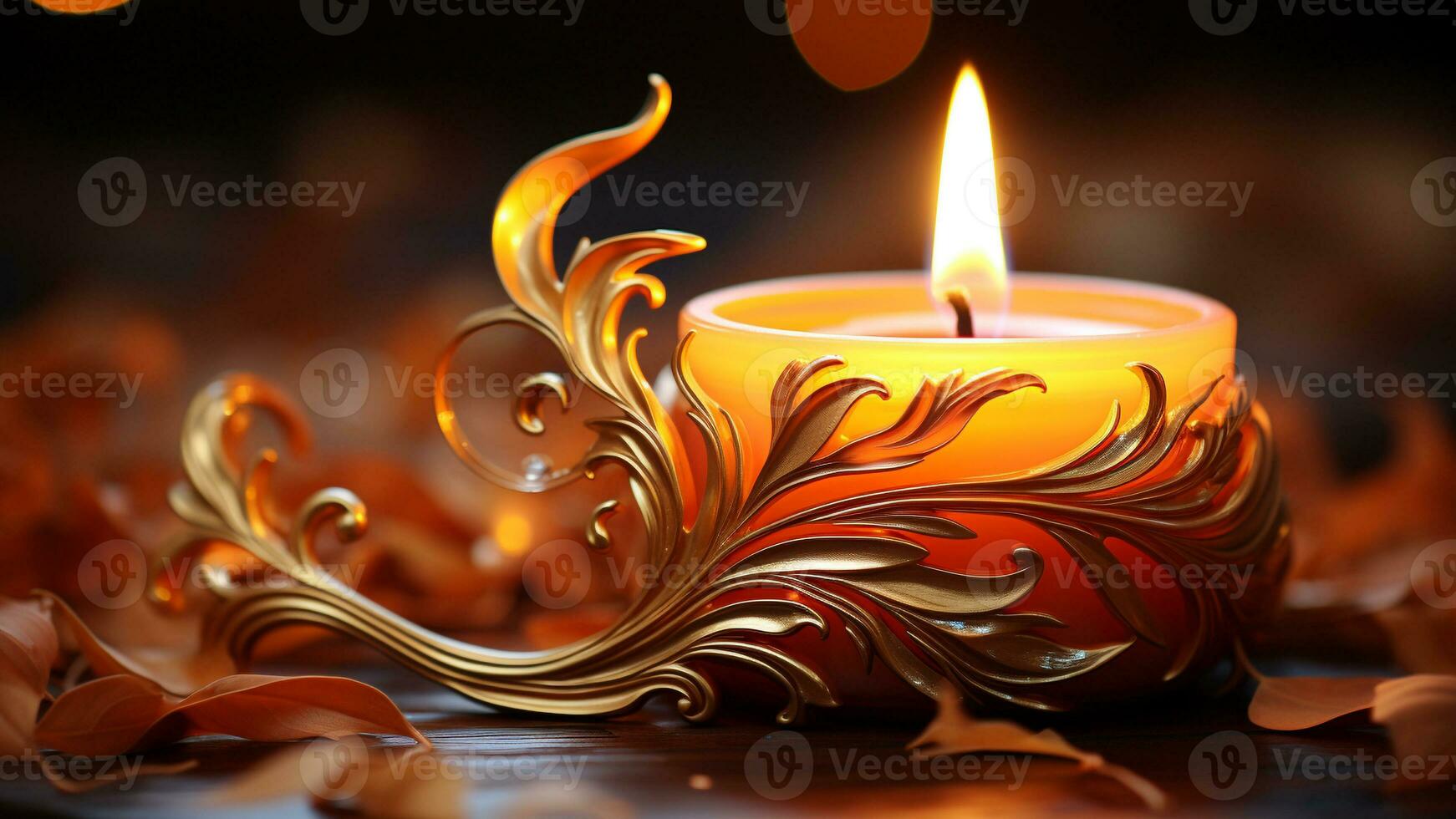 Capturing the Magic Details of Flickering Candle Flames, AI Generative photo