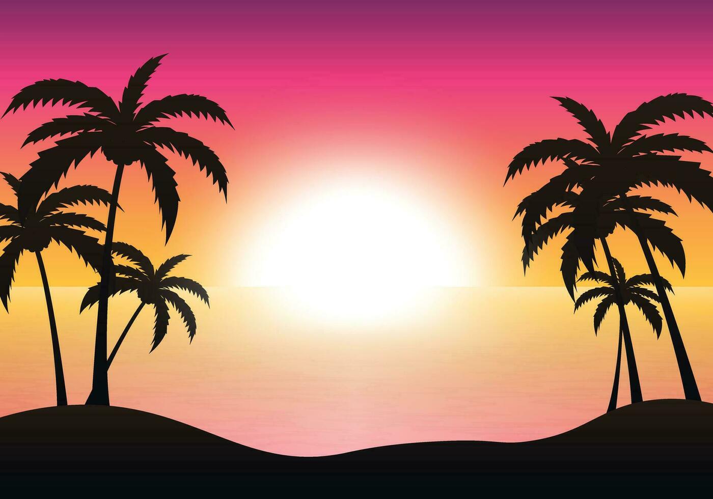Beach sunset landscape background. vector