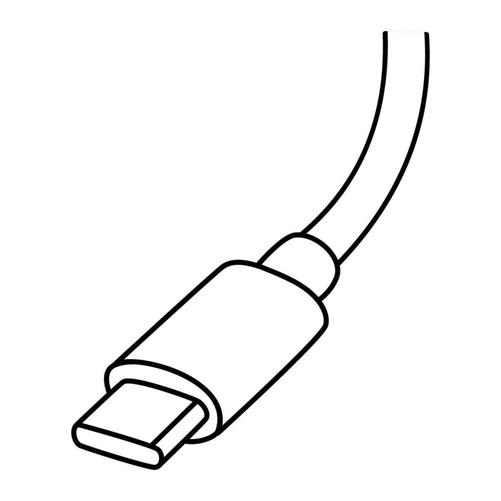 USB type C icon cable editable stroke. Vector illustration EPS 10.