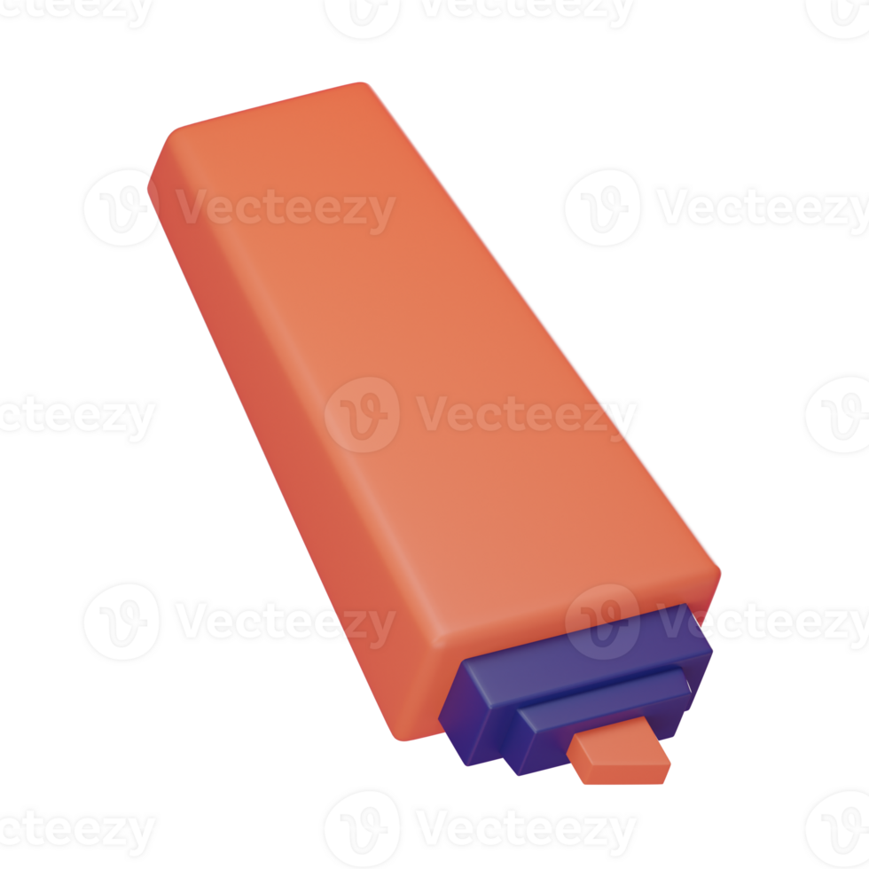 marker pen or drawing highlighter pencil graphic art design education stationery for creative color concept. transparent background 3D rendering. png