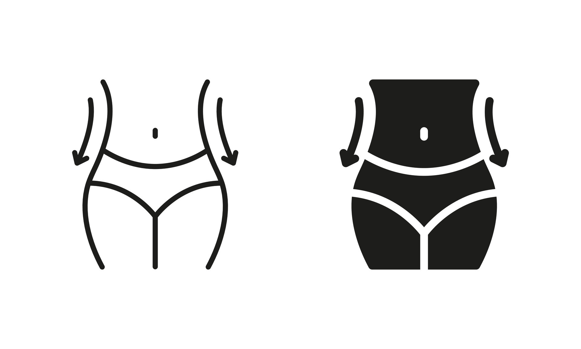 Woman Loss Weight Pictogram. Shape Waistline Control. Slimming Waist Line  and Silhouette Black Icon Set. Set of Female Body Slimming Symbol  Collection. Isolated Vector Illustration. 33355352 Vector Art at Vecteezy