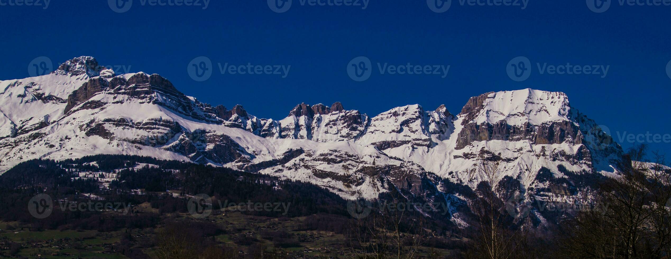 winter landscape in the french alps photo