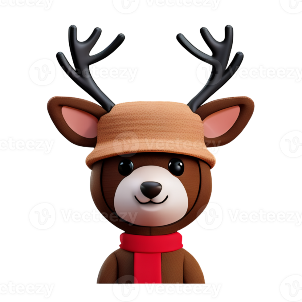 Hakka Deer Wear A Wool Hat AI Generative png