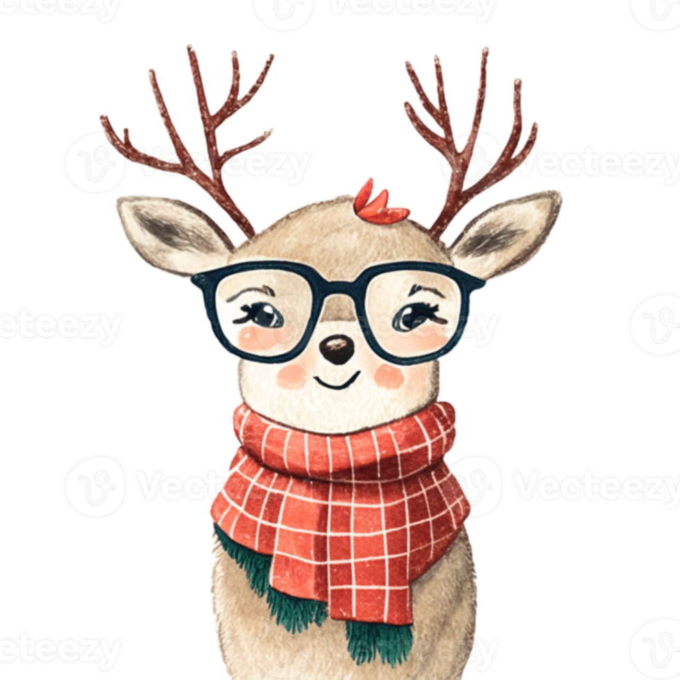 Reindeer  Wearing Winter Clothes AI Generative png