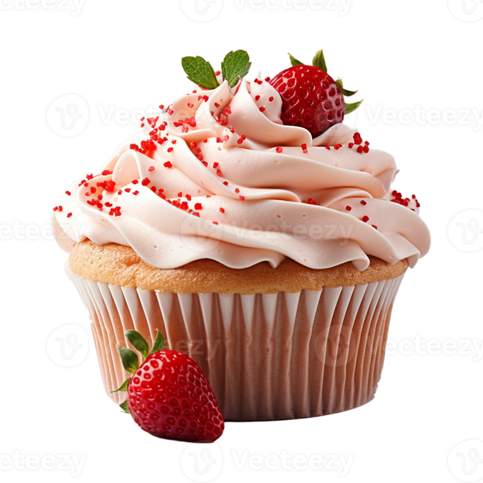 A cupcake isolated on transparent background, AI generated png