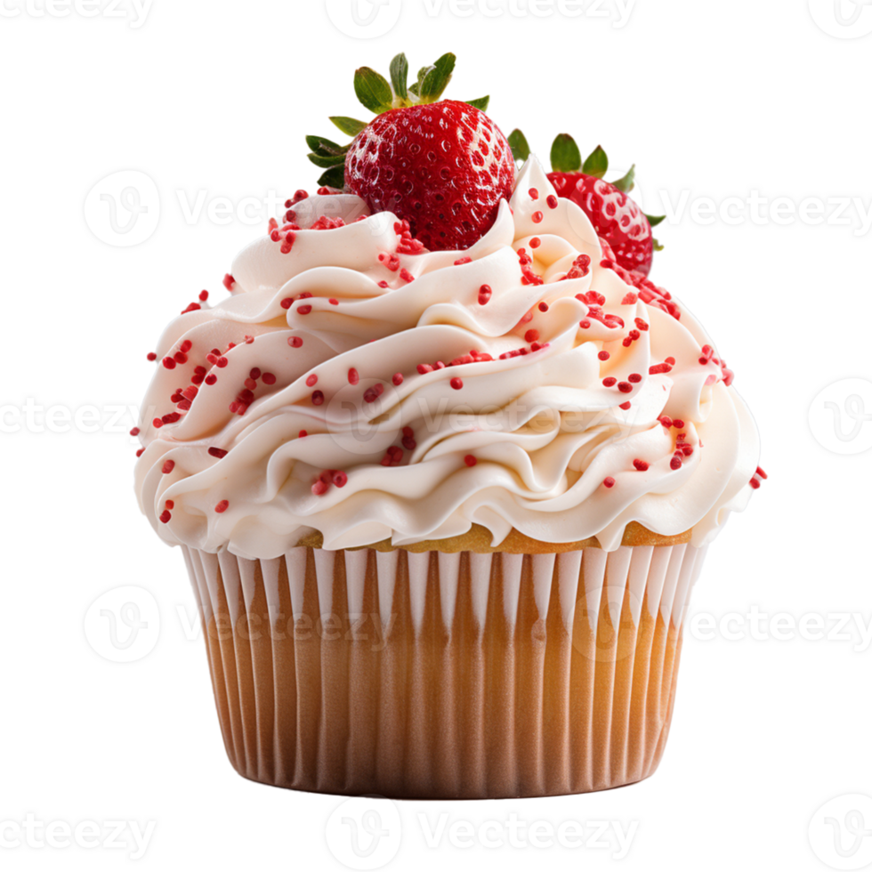 A cupcake isolated on transparent background, AI generated png