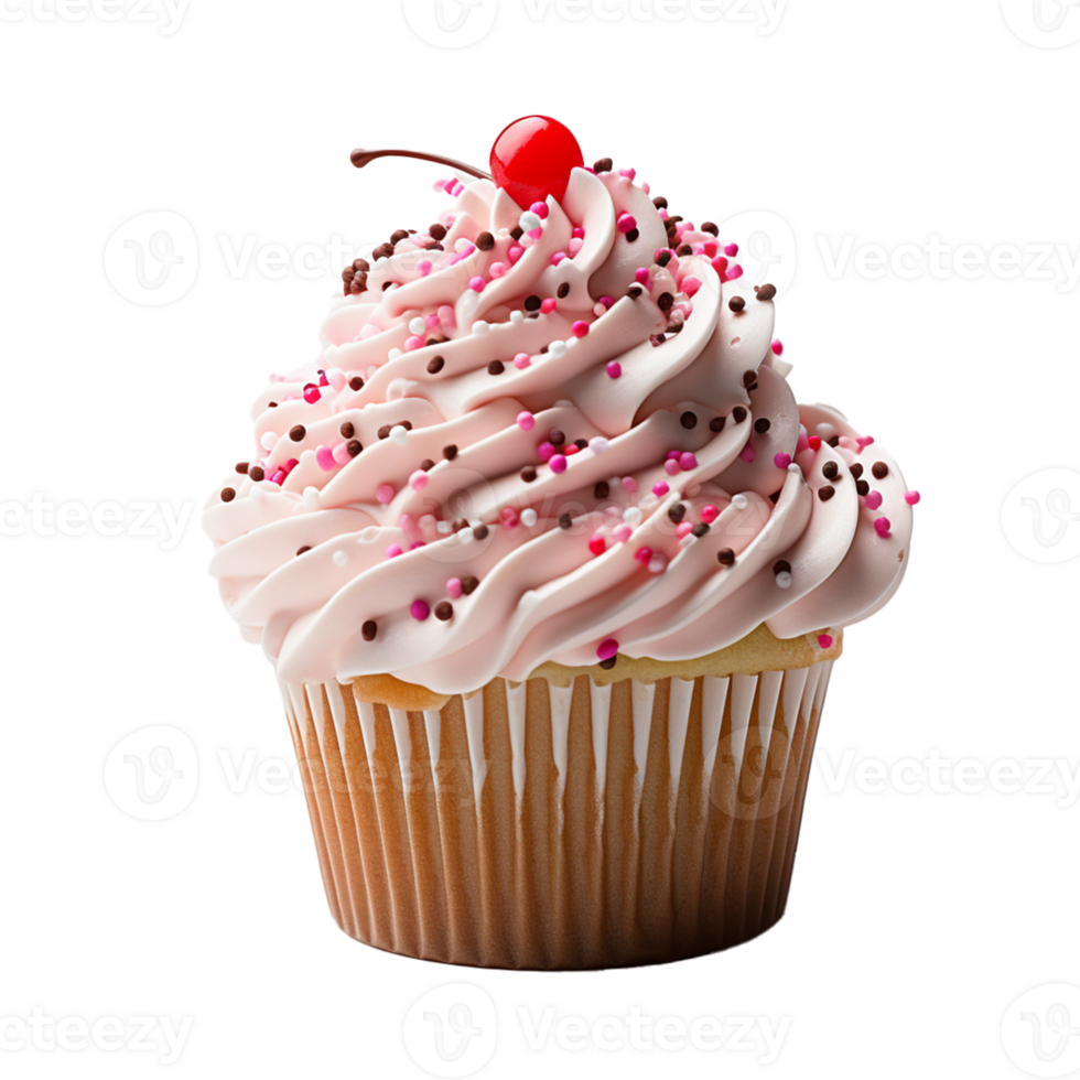 A cupcake isolated on transparent background, AI generated png