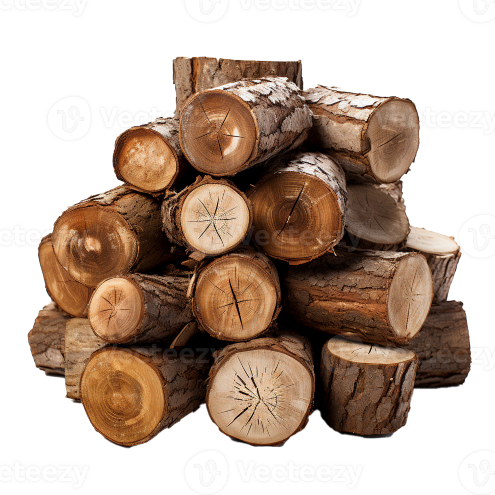 wooden logs isolated on transparent background, AI generated png