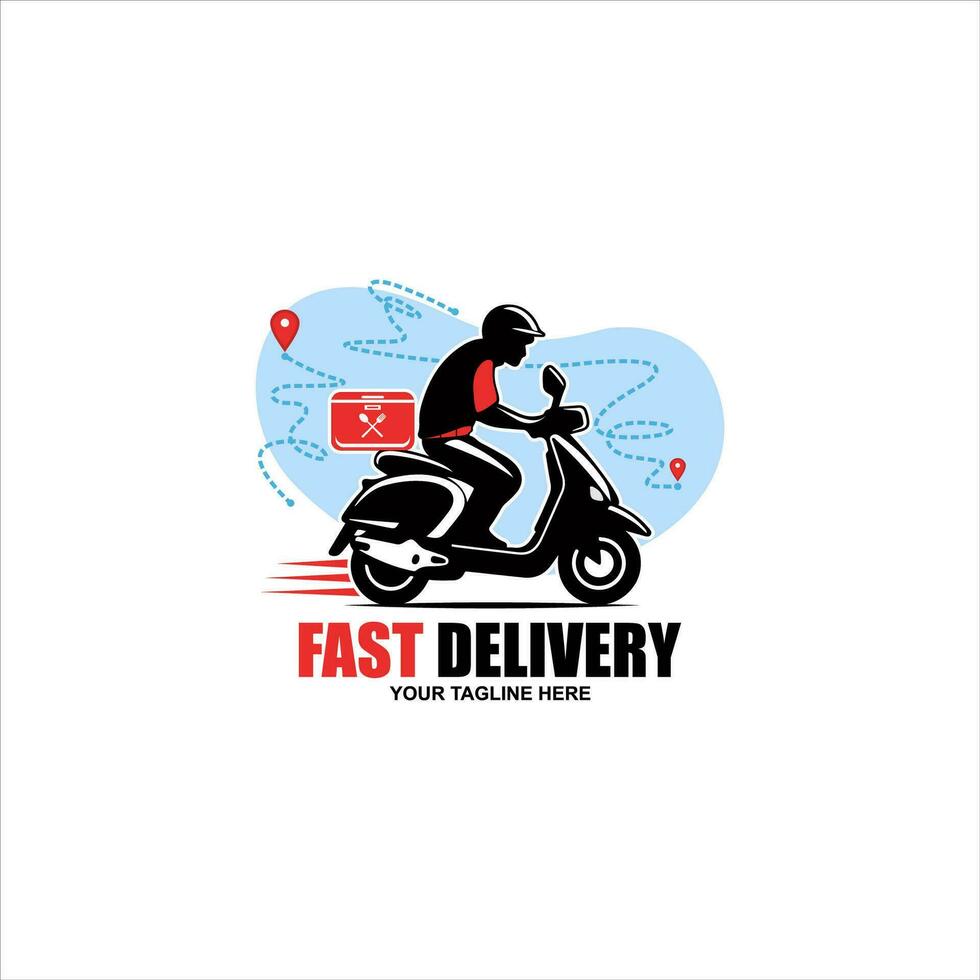 scooter logo with speed and delivery motorcycle icon vector