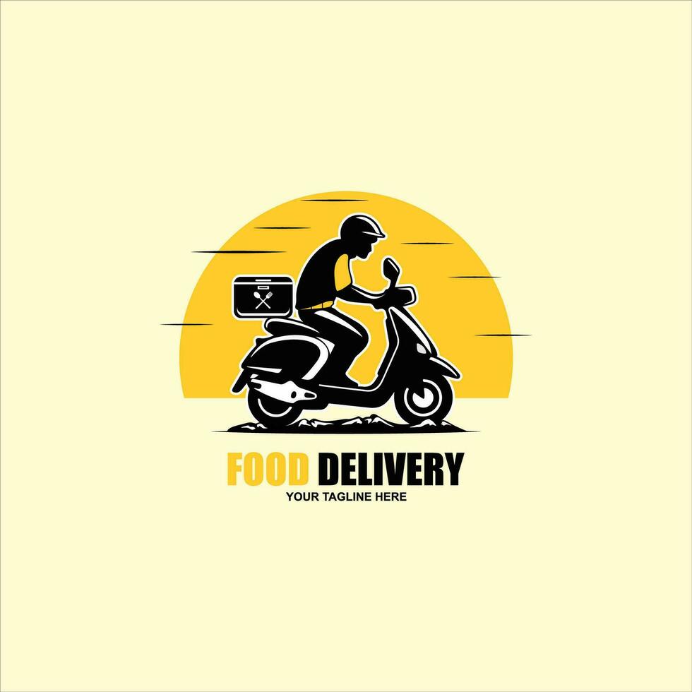 scooter logo with speed and delivery motorcycle icon vector