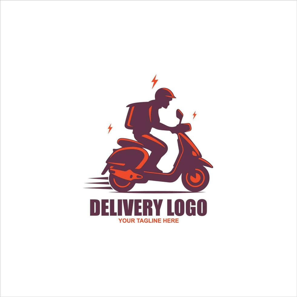 scooter logo con velocidad y entrega motocicleta icono vector