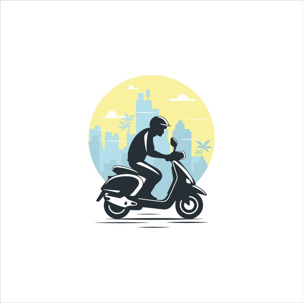 scooter logo modelo con jinete vector