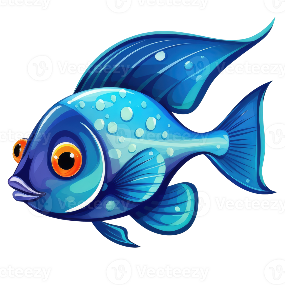 Cleaner Fish Cartoon Illustration, AI Generative png